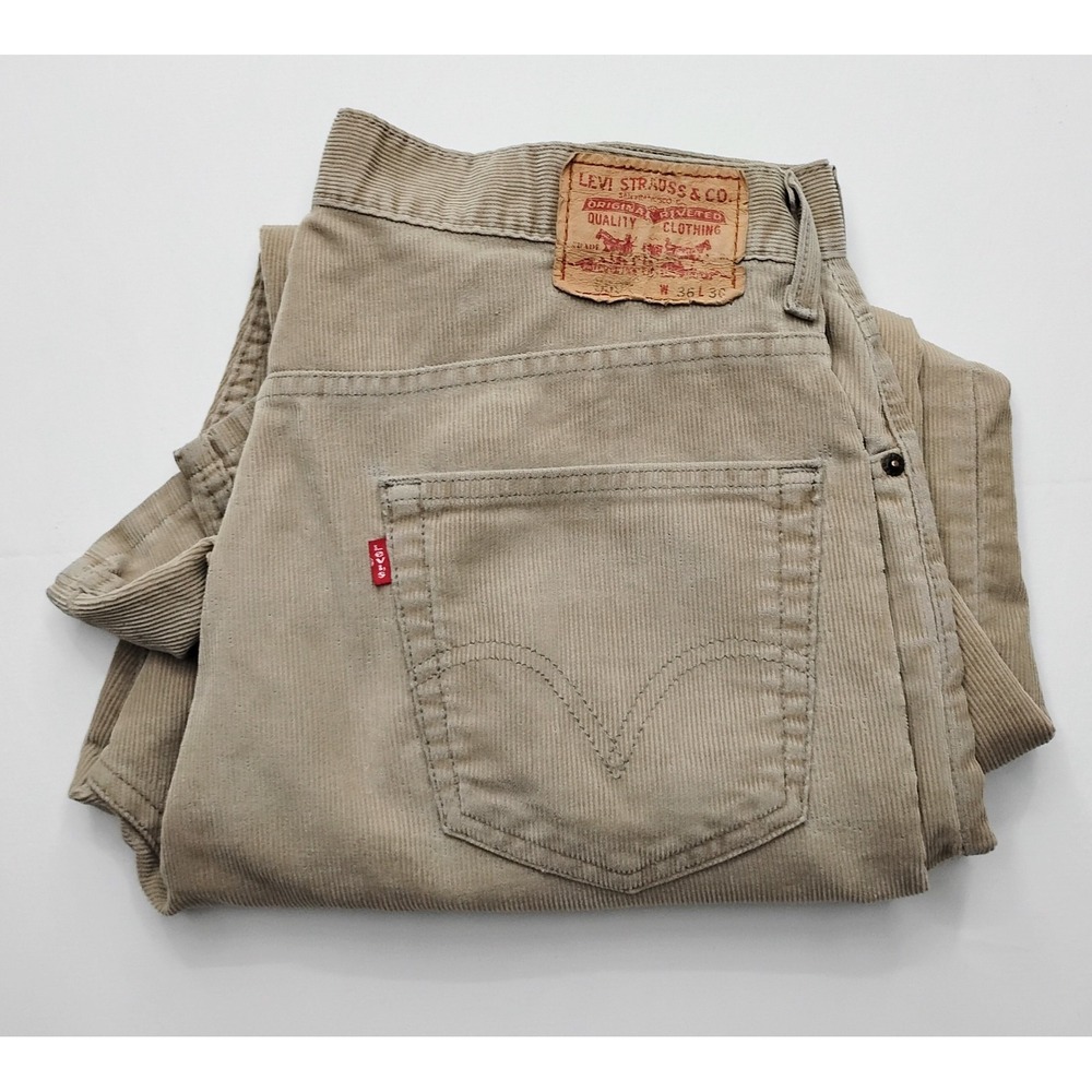 Levi's 559 Corduroy Pants Mens Size 36x30 Tan Relaxed Straight Thrashed Grunge